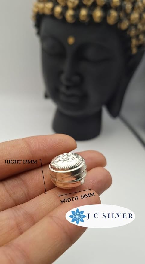 Silver Box Dabbi for Multipurpose use, sindoor Box for Women, Kajal Box, Ginni Box, Pooja Items for Home light wight(wt.1.5 Grams)