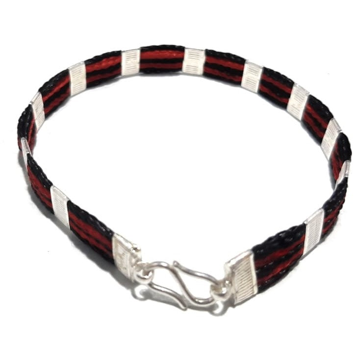 black thread bracelet for men & boys Black & red & black Flat Type