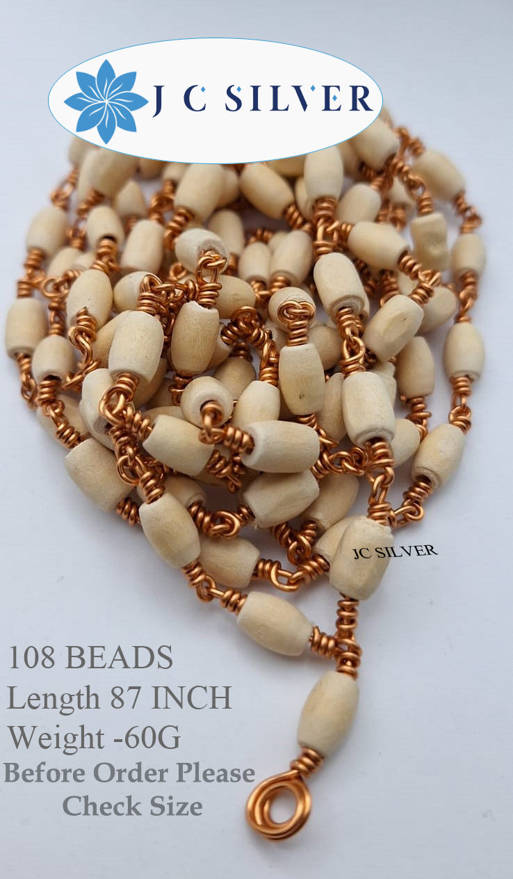 Tulasi Mala Beads with Strong Copper Thread/Wire-Pooja/Japa/Prayer Tulsi Mala 54 beads / 108 beads ayyappa mala