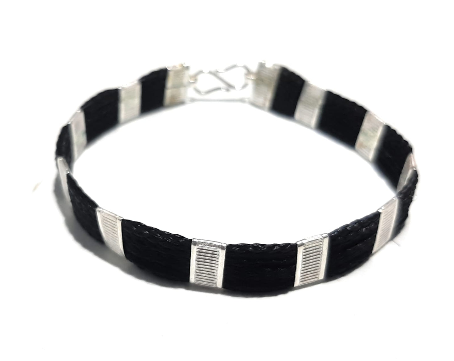 black thread bracelet for men & boys Black & red & black Flat Type