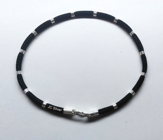 Black thread silver nazariya anklet ( 2 line thread )