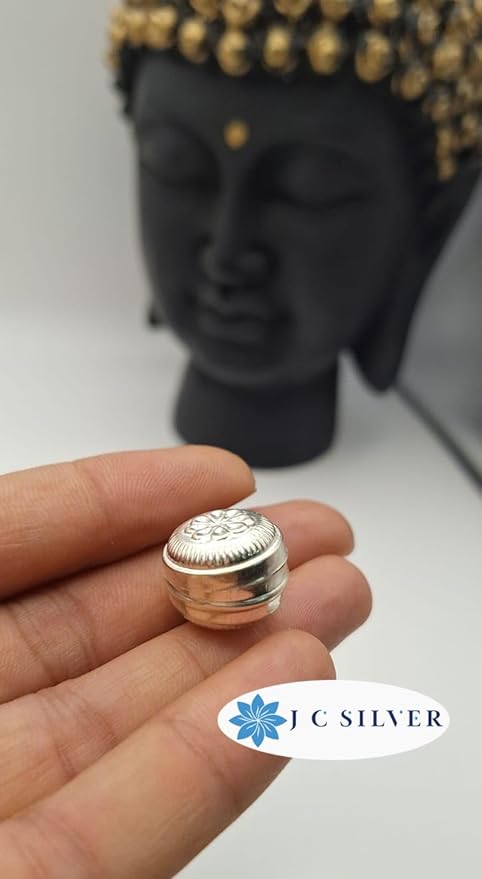 Silver Box Dabbi for Multipurpose use, sindoor Box for Women, Kajal Box, Ginni Box, Pooja Items for Home light wight(wt.1.5 Grams)