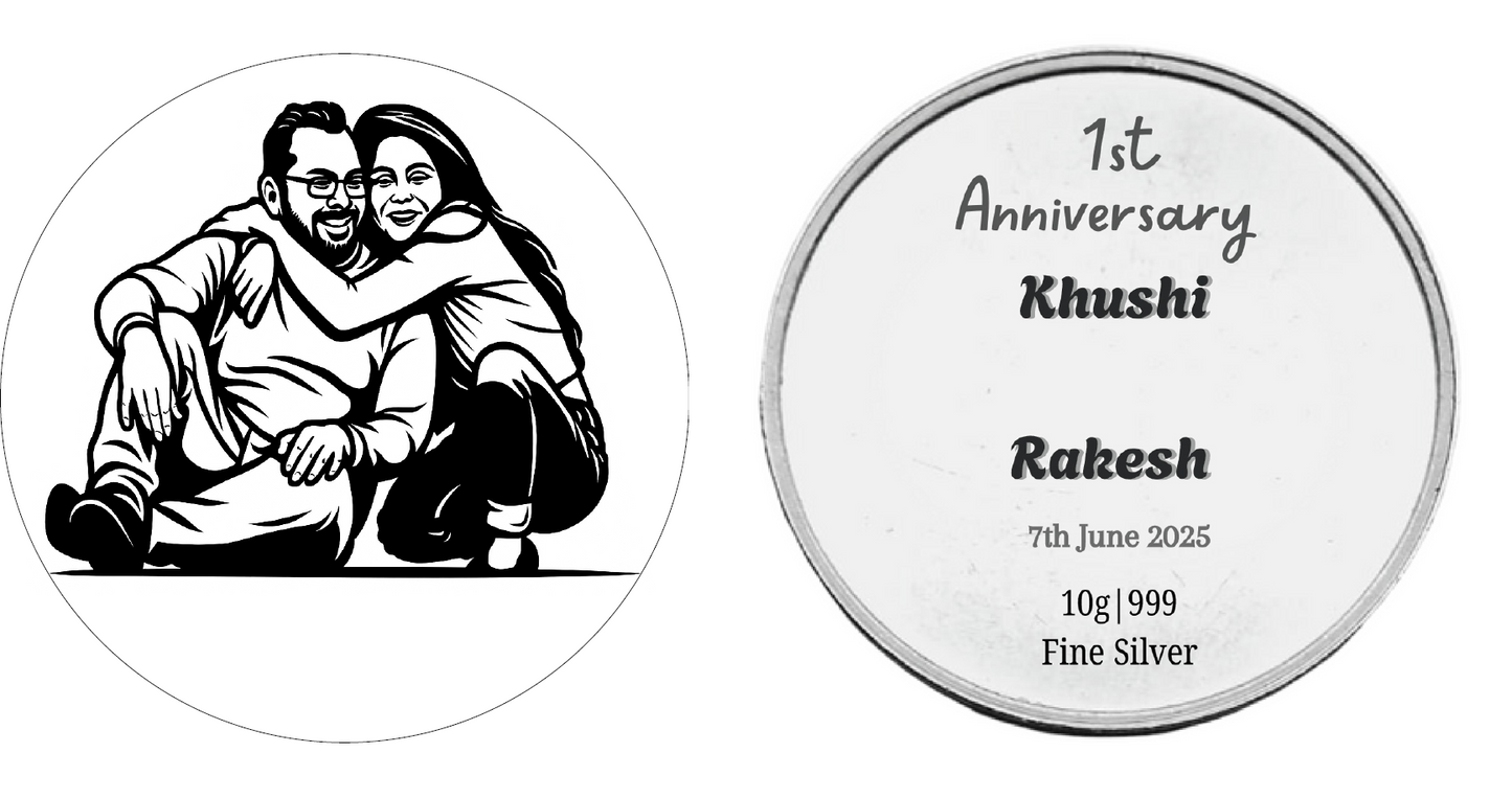 personalised photo silver coin with photo and text