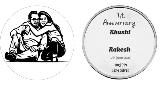 personalised photo silver coin with photo and text