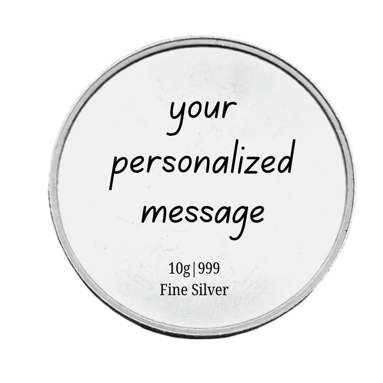 pure 999  Personalised text / image silver coin laser printing