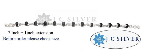 karungali malai original silver bracelet with capping 6mm beads for mens & womens 7 Inch + 1inch extension