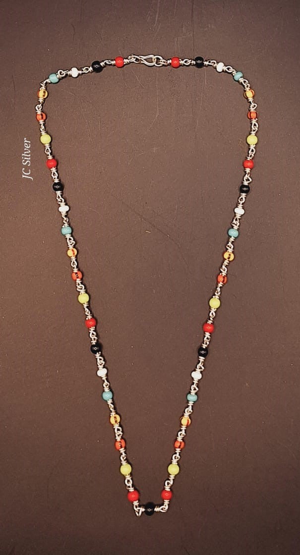 Pure Silver Red Black Box Baby Drishti Maini Chain