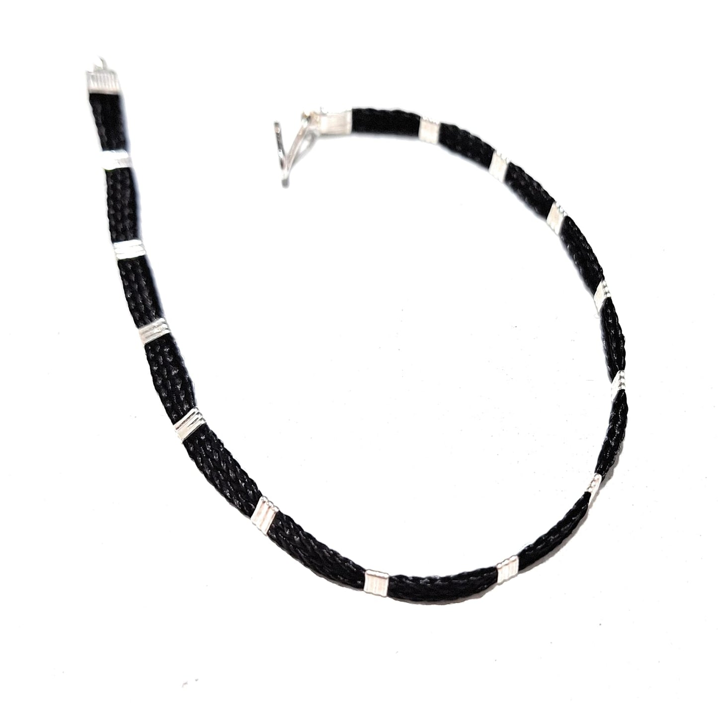 Black thread silver nazariya anklet