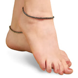 92.5 STERLING SILVER ORIGINAL CRYSTAL BLACK BEADS NAZARIA ANKLET