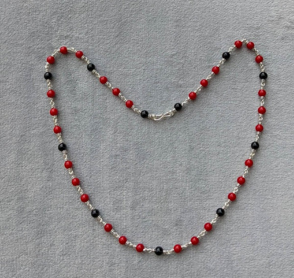 Pure Silver Red Black Box Baby Drishti Maini Chain