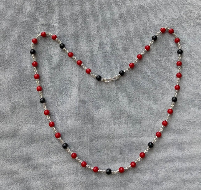 Pure Silver Red Black Box Baby Drishti Maini Chain