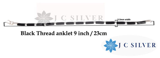 Black Round thread silver nazariya anklet