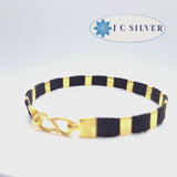 black thread braclet in gold pure 22ct 916 gold